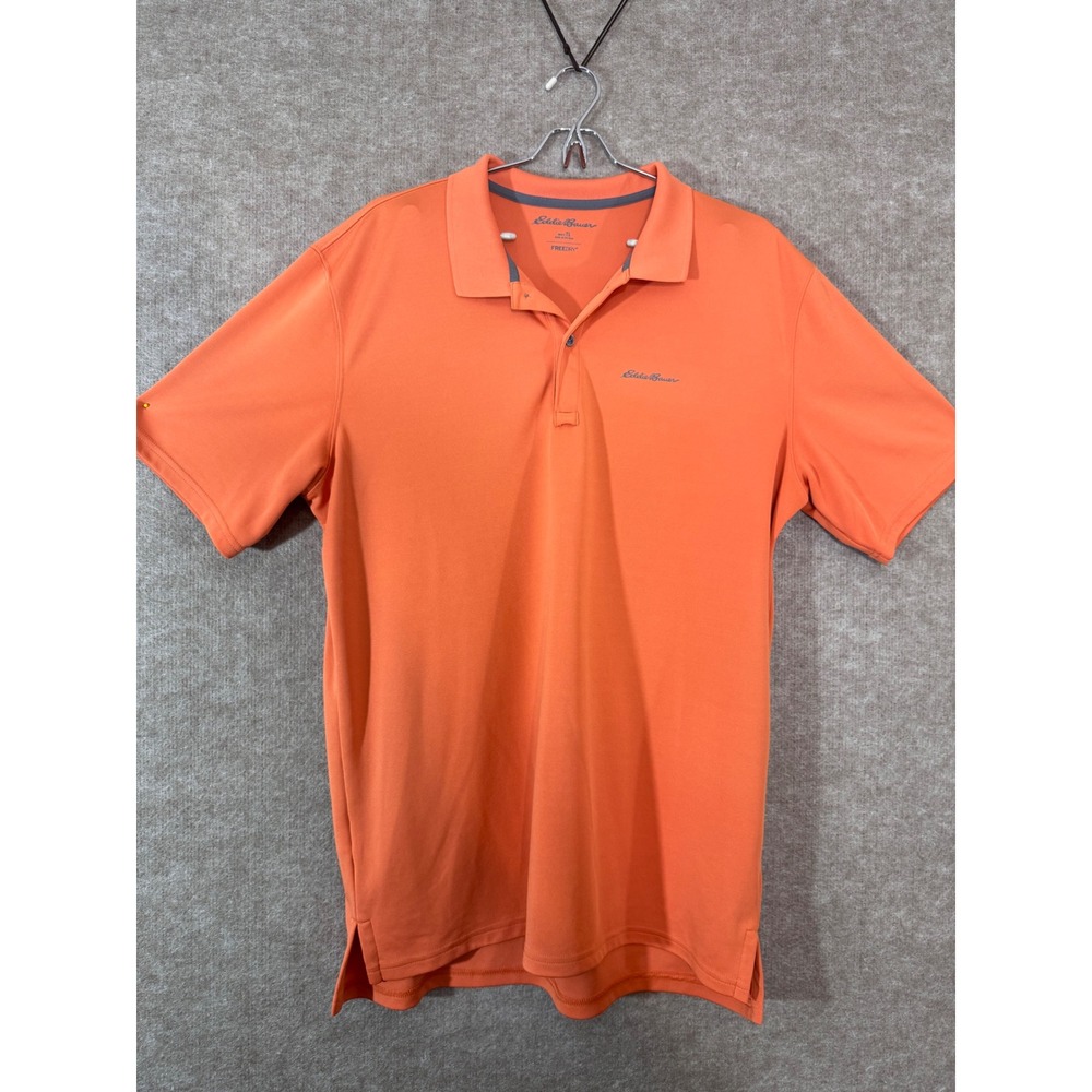 Eddie Bauer Polo Shirt Mens Tall Large Orange FreeDry Short Sleeve Gorpcore